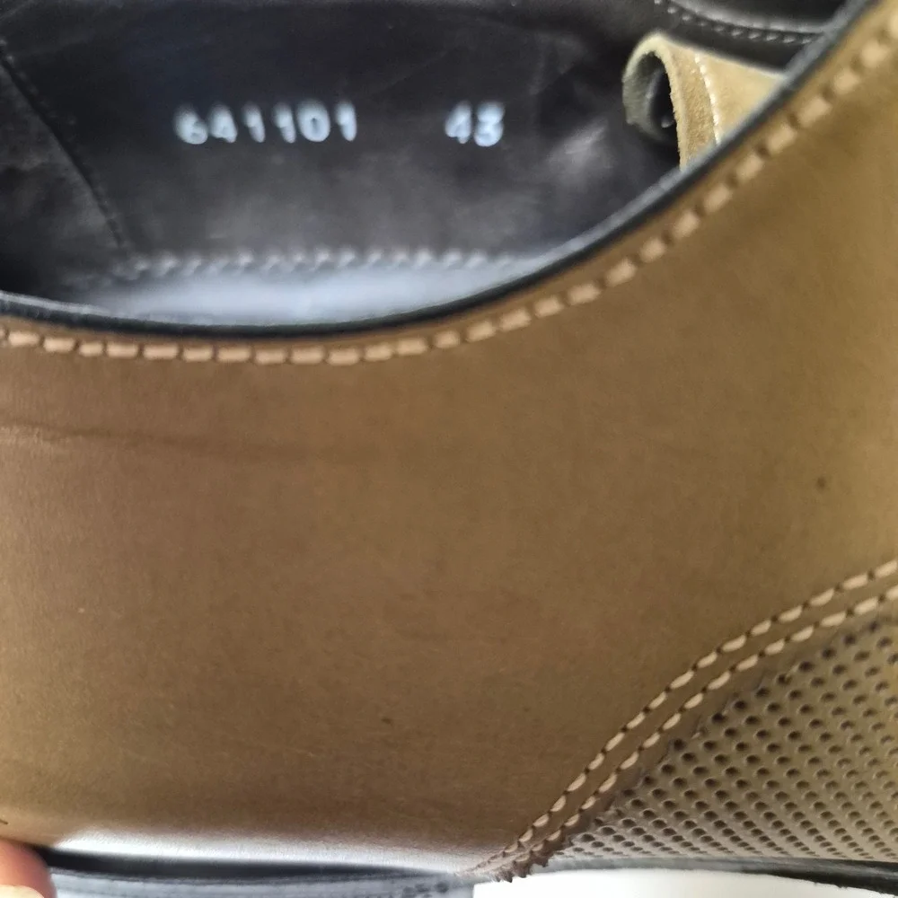 Canali Mens 641101 Tan Leather Perforated Cap Toe Oxford‎ Dress Shoes Italy 43
